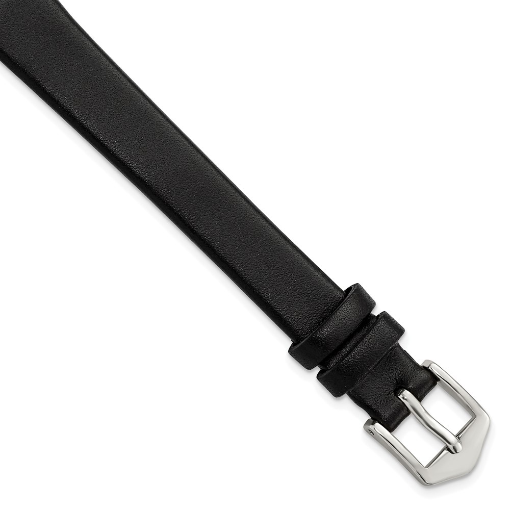 Picture of Finest Gold Gilden Long 12 mm Black Calfskin Silver-Tone Buckle Watch Band