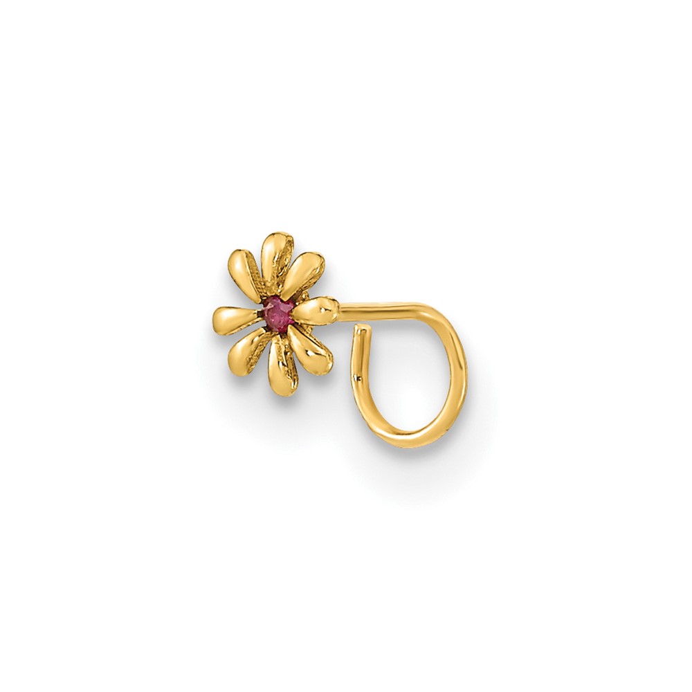 Picture of Finest Gold 14K Yellow Gold 22 Gauge Flower &amp; CZ Nose Ring Body Jewelry