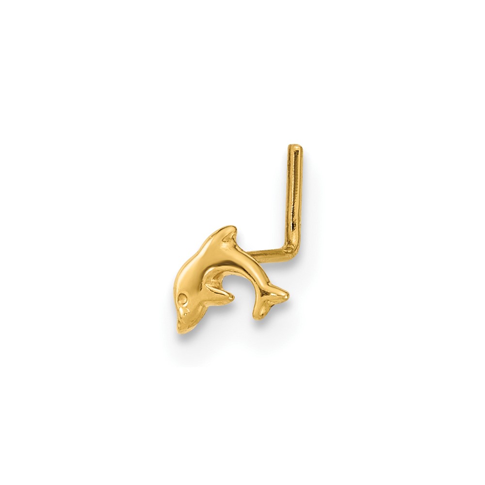 Picture of Finest Gold 14K Yellow Gold 22 Gauge Dolphin Nose Ring Body Jewelry
