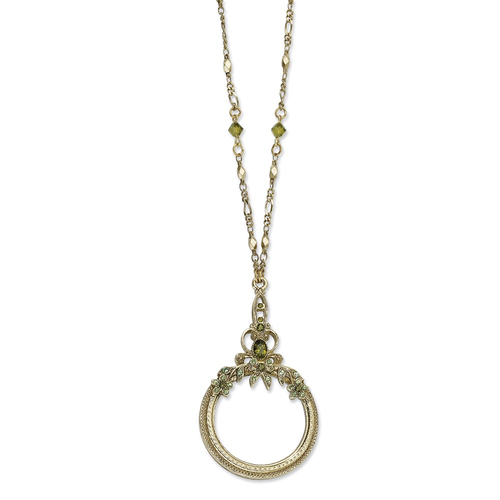 Picture of 1928 BF521 Burnished 30 in. Brass-Tone Olivine & Green Crys Magnifying Glass Necklace
