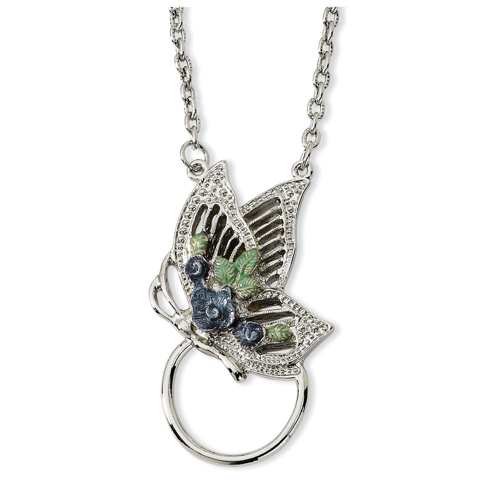 Picture of 1928 BF592 Silver-Tone 28 in. Butterfly Enameled Flower Eyeglass Holder Necklace
