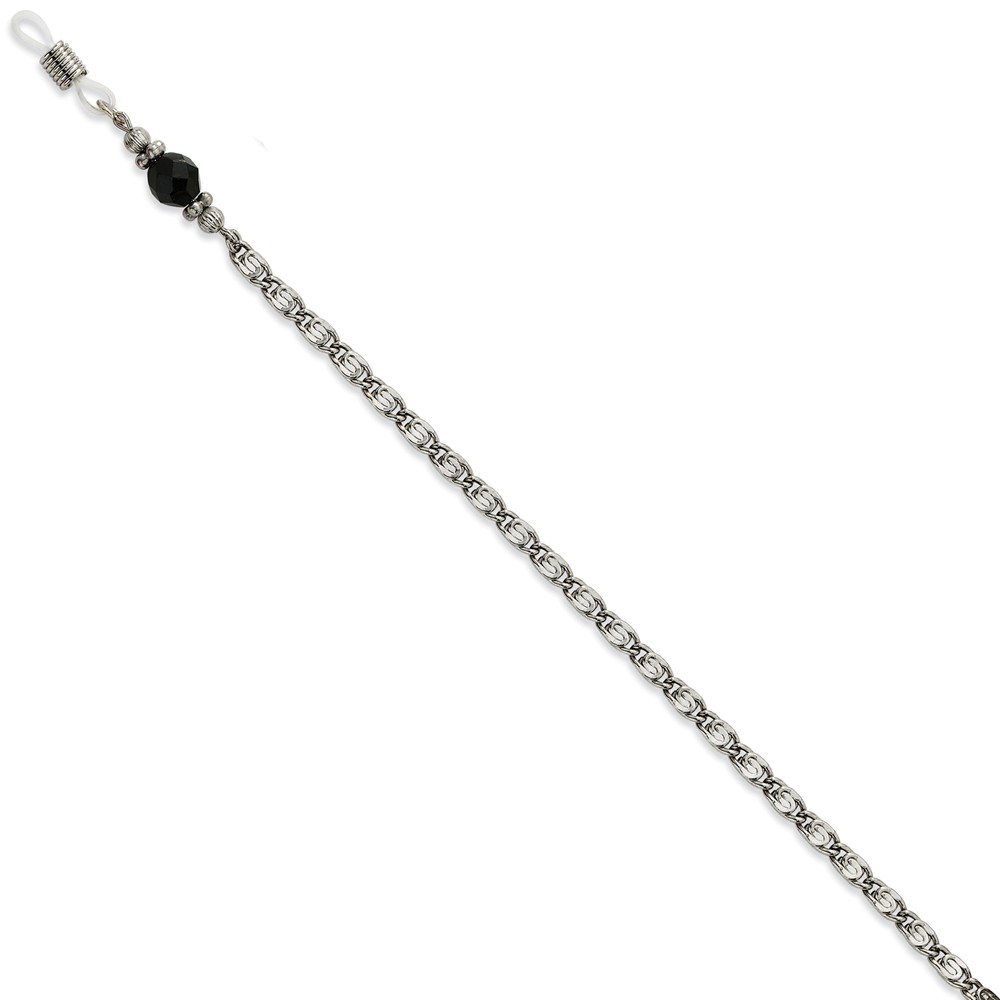 Picture of 1928 BF595 30 in. Black Crystal Bead Eyeglass Holder Silver-Tone Chain
