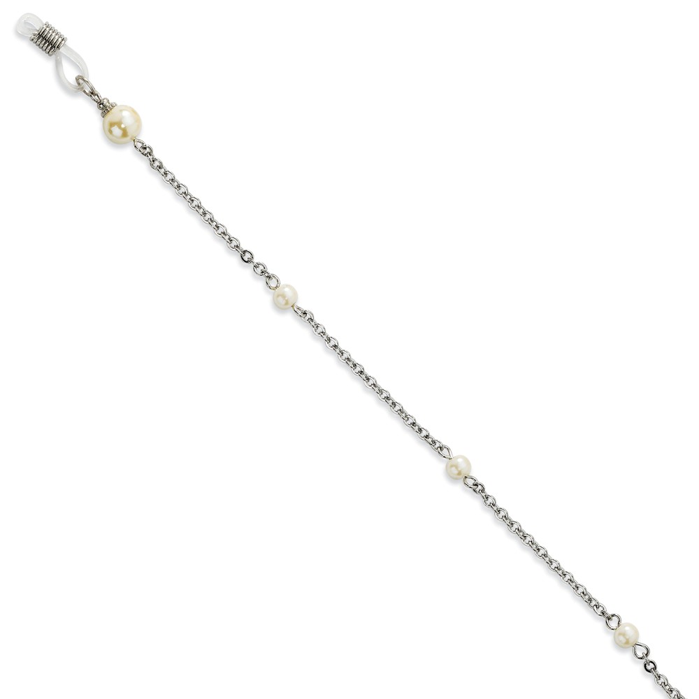 Picture of 1928 BF594 30 in. Cultura Simulated Pearl Eye Glass Holder Silver-Tone Chain