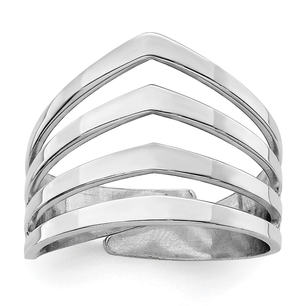 Picture of Finest Gold Sterling Silver Rhodium-Plated Polished Four V Band Adjustable Ring - Size 7