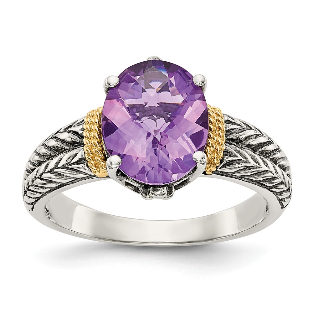 Picture of Shey Couture QTC721-6 Sterling Silver with 14K Gold Amethyst Ring - Size 6