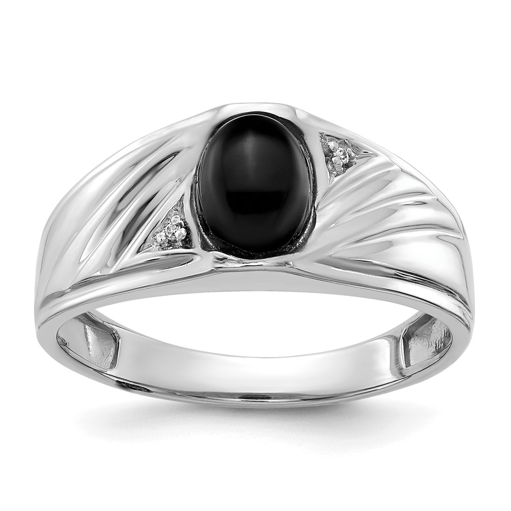 Picture of Quality Gold Y3986 14K White Gold Mens Diamond & Onyx Ring Mounting - Size 10