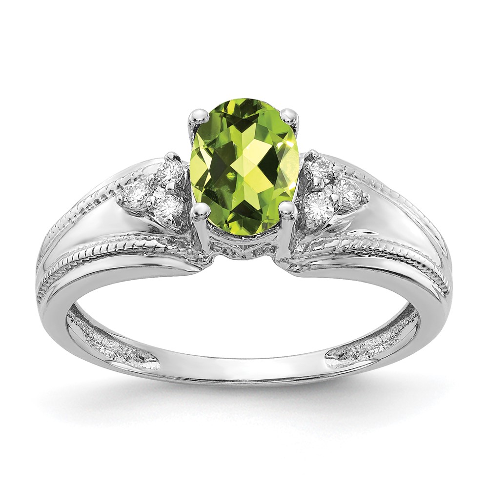 Picture of Finest Gold 14K 7 x 5 mm Gemstone &amp; White Gold Diamond Ring Mounting - 0.08 Ct - Size 6