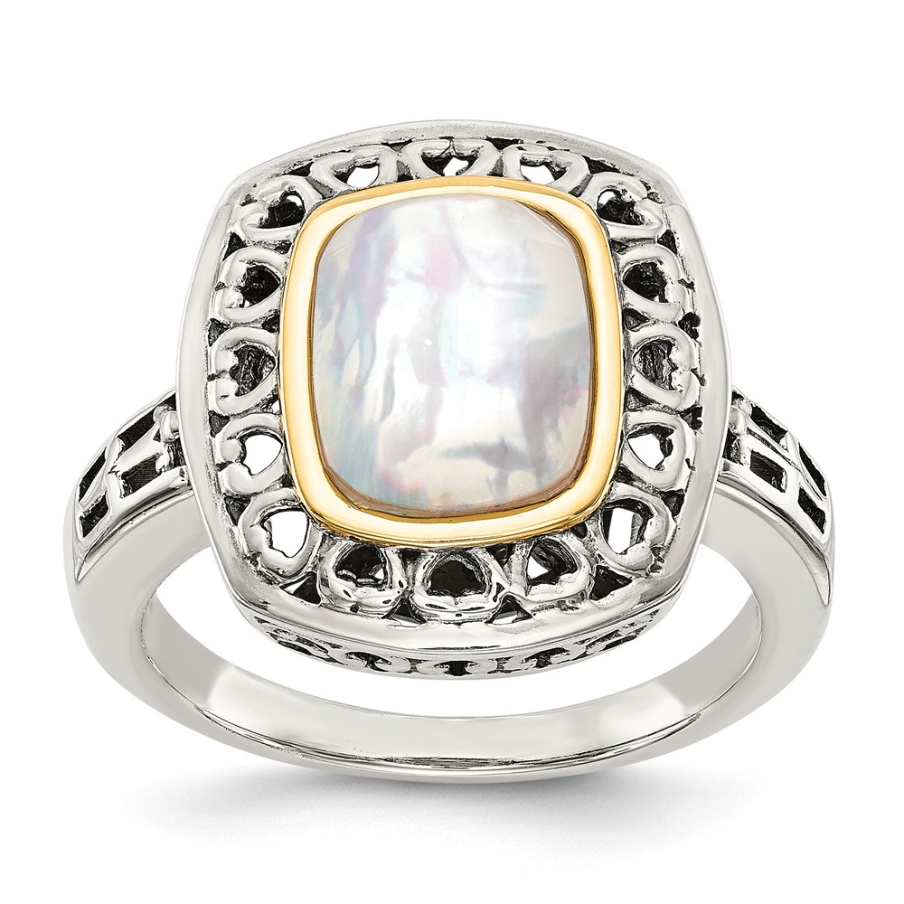 Picture of Shey Couture QTC1162-6 Sterling Silver with 14K Gold Antiqued MOP Ring - Size 6