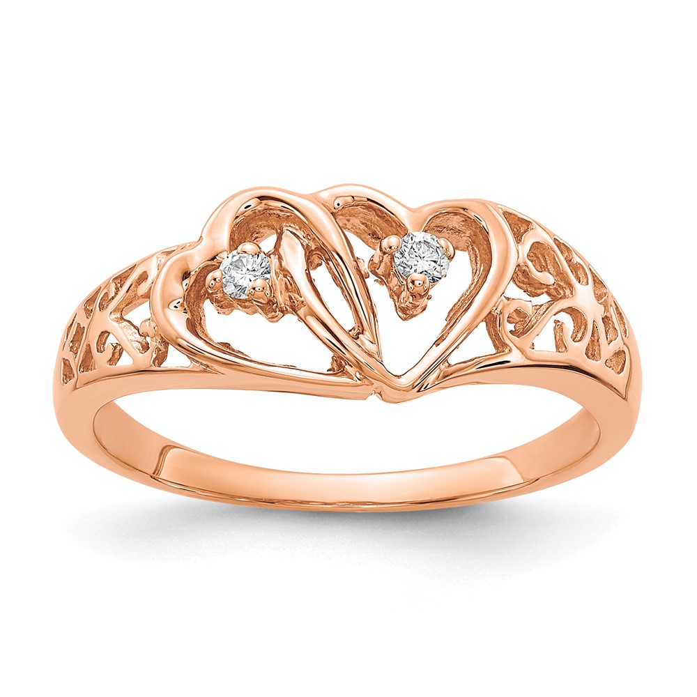 Picture of Finest Gold 14K Rose Gold Polished 0.05CT Diamond Heart Ring Mounting - Size 6