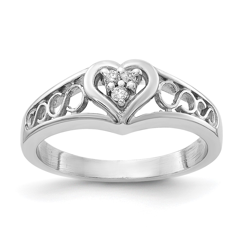 Picture of Finest Gold 14K White Gold Polished 0.05 CTW Diamond Heart Mounting Ring&amp;#44; Size 6