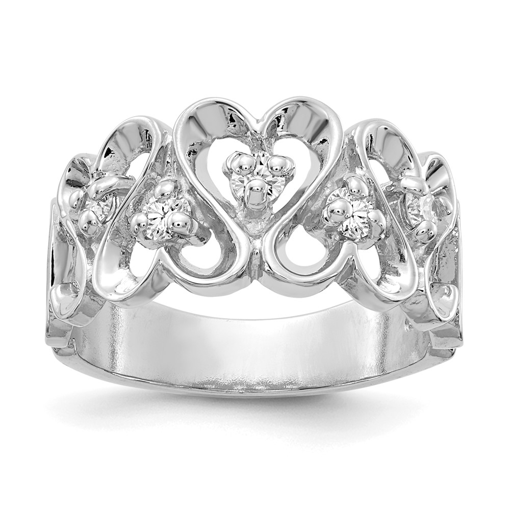 Picture of Finest Gold 14K White Gold Polished 0.30 CTW Diamond Heart Mounting Ring&amp;#44; Size 6