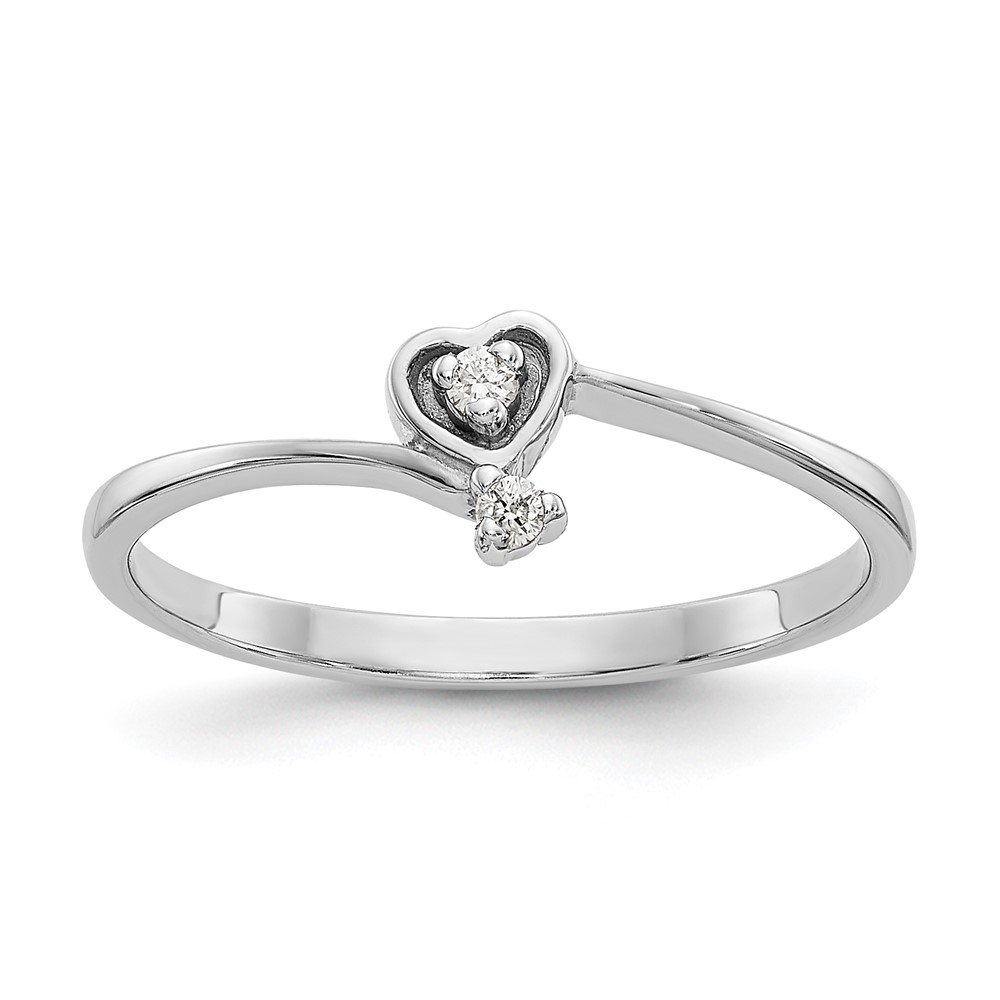 Picture of Finest Gold 14K White Gold Polished 0.03 CTW Diamond Heart Mounting Ring&amp;#44; Size 6