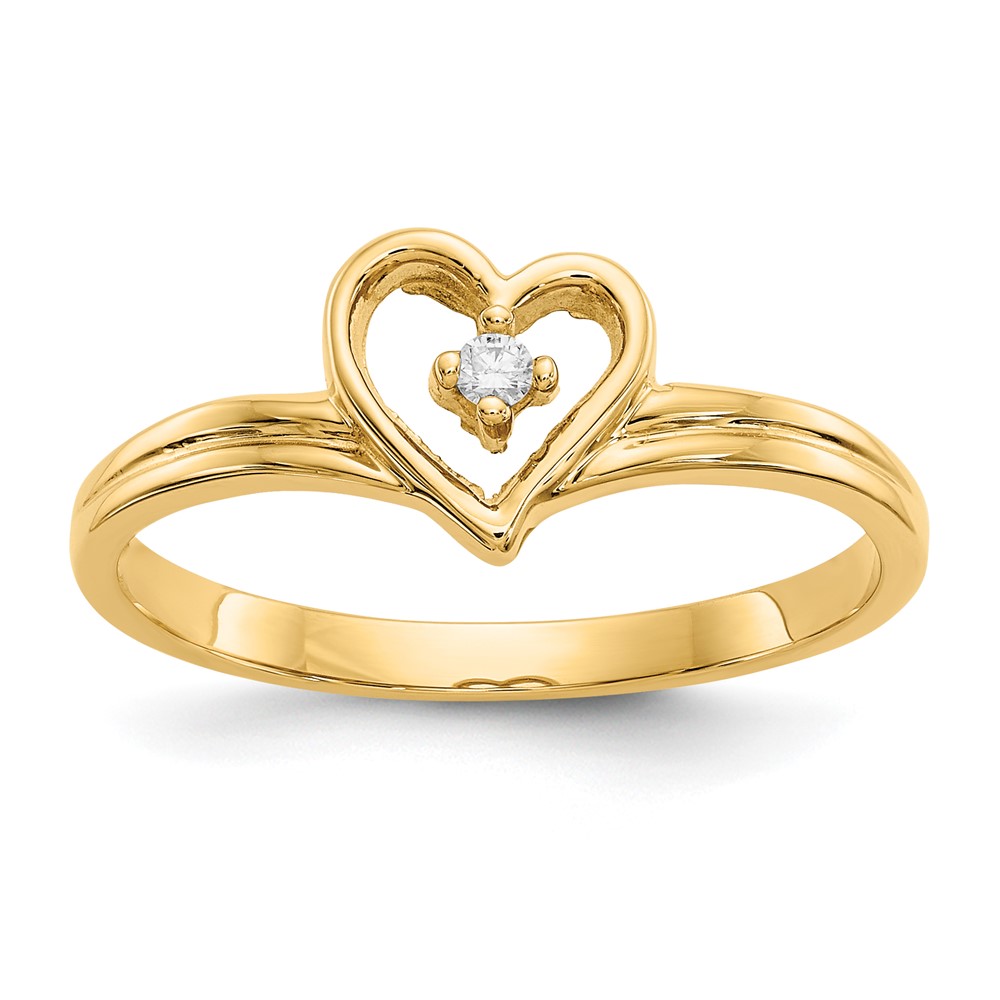 Picture of Finest Gold 14K Yellow Gold Polished 0.03CT Diamond Heart Ring Mounting - Size 6