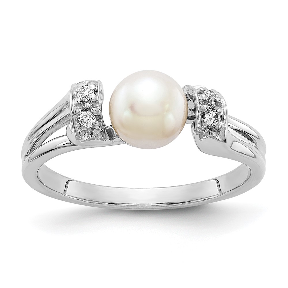 Picture of Finest Gold 14K White Gold Polished Diamond &amp; Pearl Mounting Ring&amp;#44; Size 6