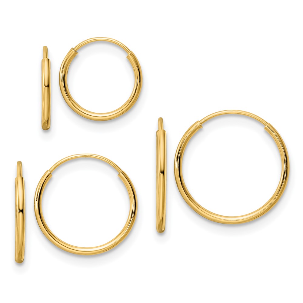 Picture of Finest Gold 14K Yellow Gold Polished Endless Hoop 3 Piece Set