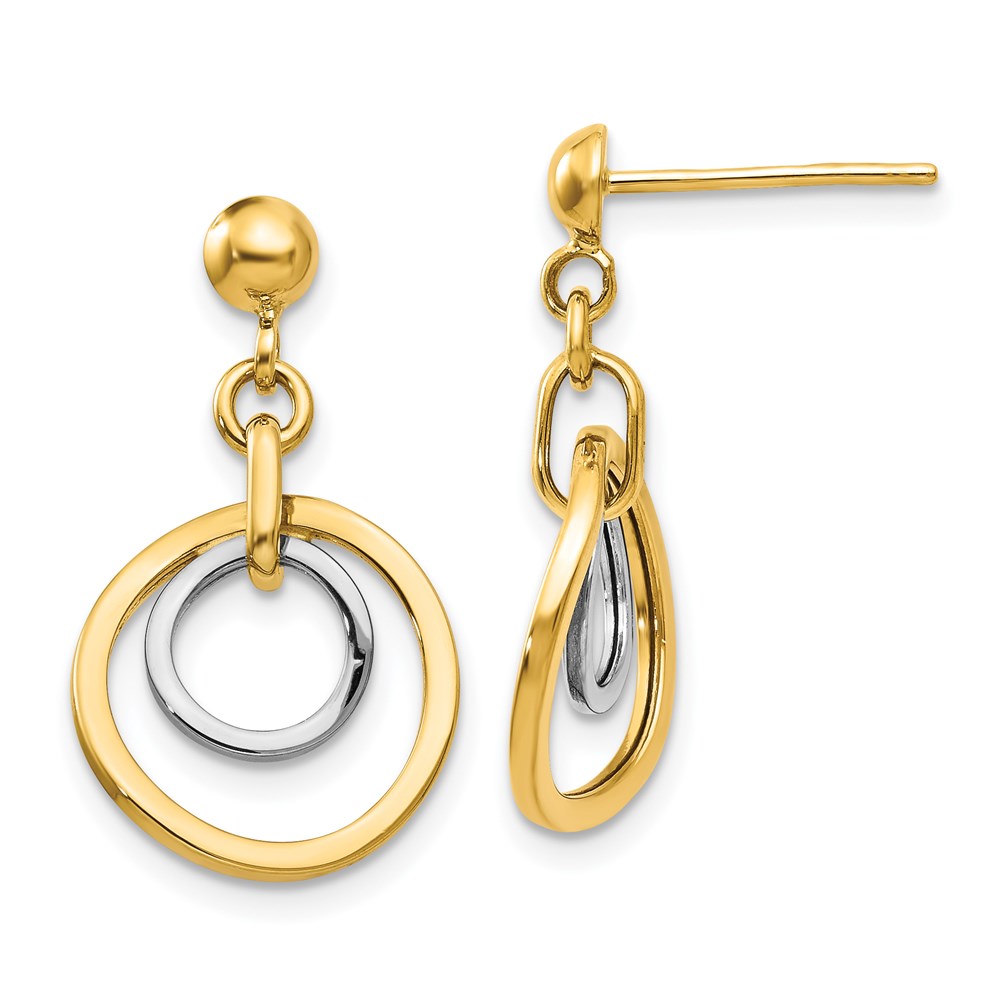 Picture of Finest Gold 14K Two-Tone Circle Post Dangle Earrings