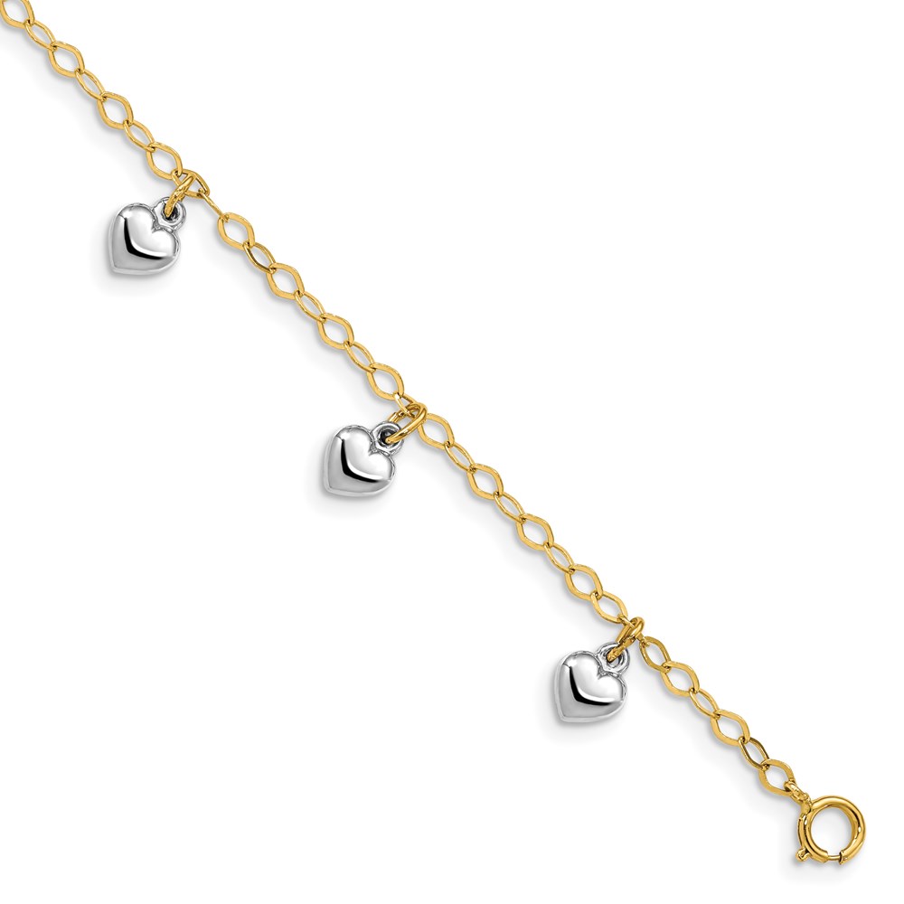 Picture of Quality Gold BID90-5.5 14K Two-Tone Polished Dangle Heart Baby 5.5 in. Bracelet