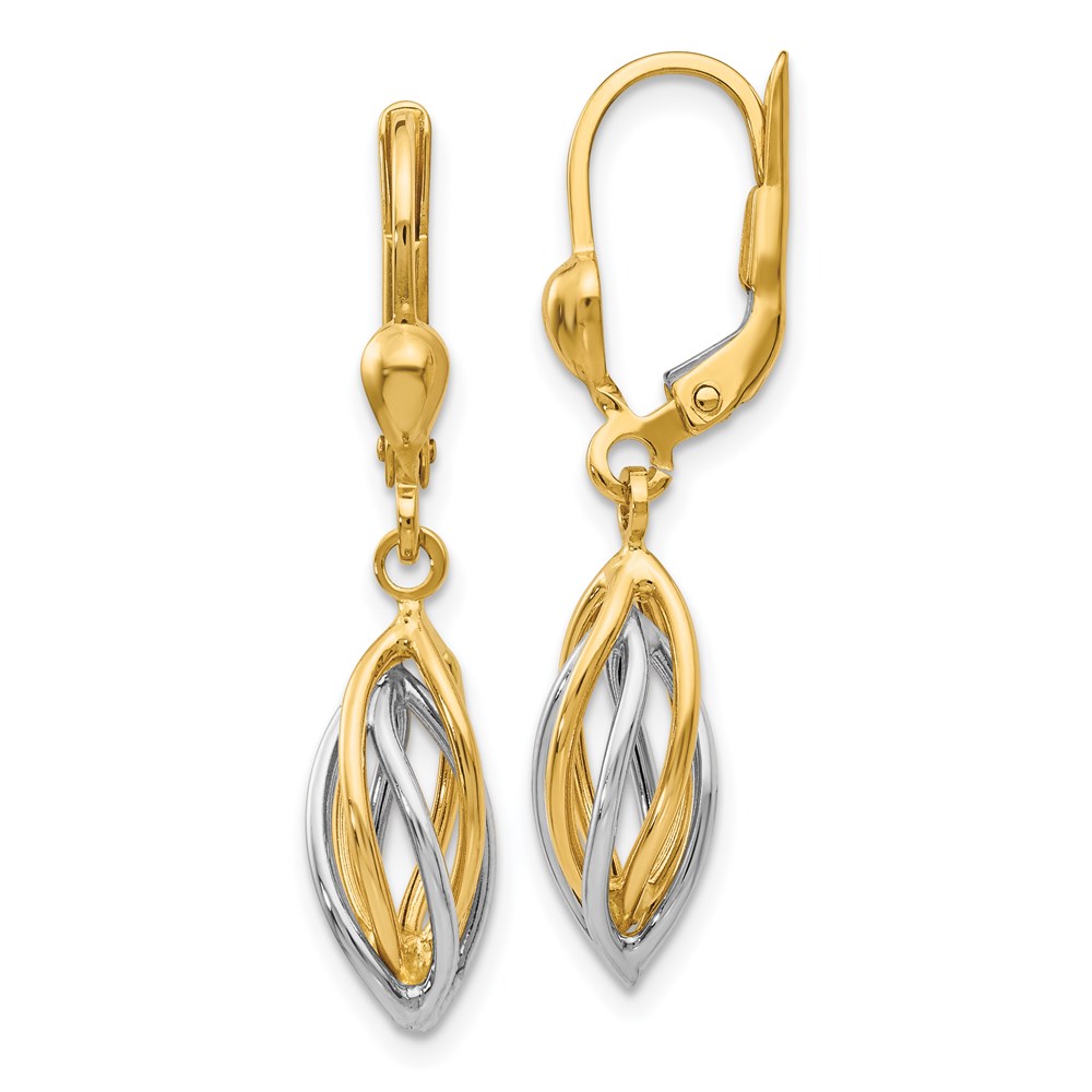 Picture of Finest Gold 14K Two-Tone Polished Dangle Leverback Earrings