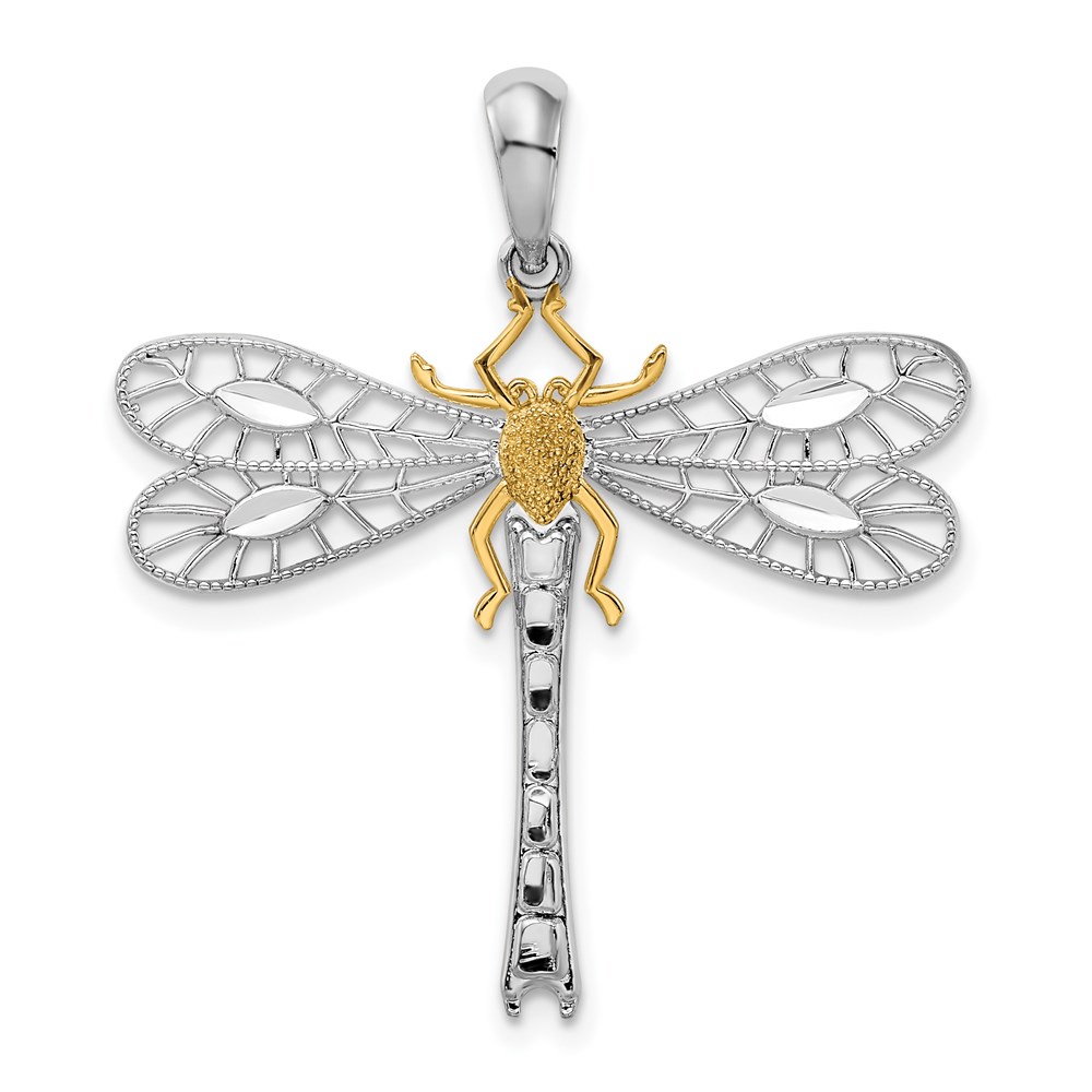 Sterling Silver Polished Dragonfly with 14K Accent Pendant -  Bagatela, BA2698084