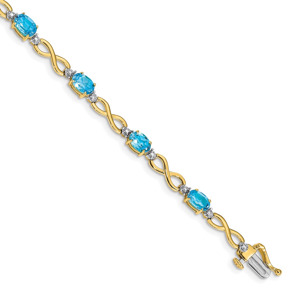 Picture of Finest Gold 14K Yellow Gold Blue Topaz &amp; Diamond Infinity Bracelet