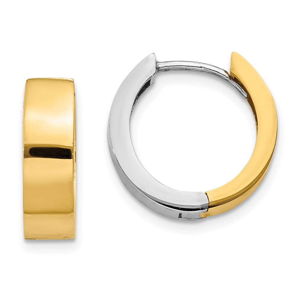Picture of Finest Gold 14K Two-Tone Round Hinged Hoop Earrings