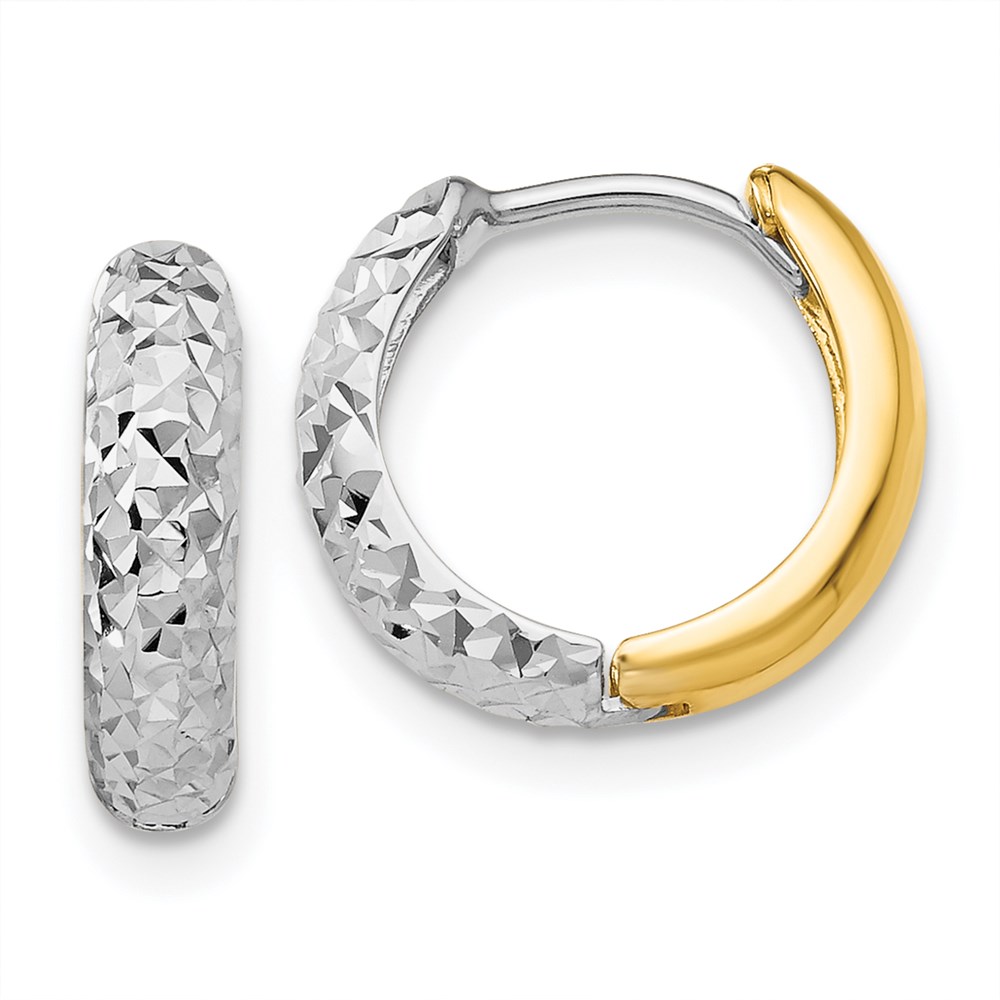 Picture of Finest Gold 14K Two-Tone Diamond-Cut Hoop Earrings
