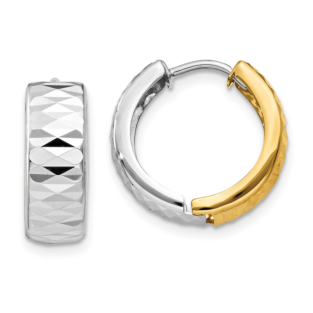 Picture of Finest Gold 14K Two-Tone Textured Hoop Earrings
