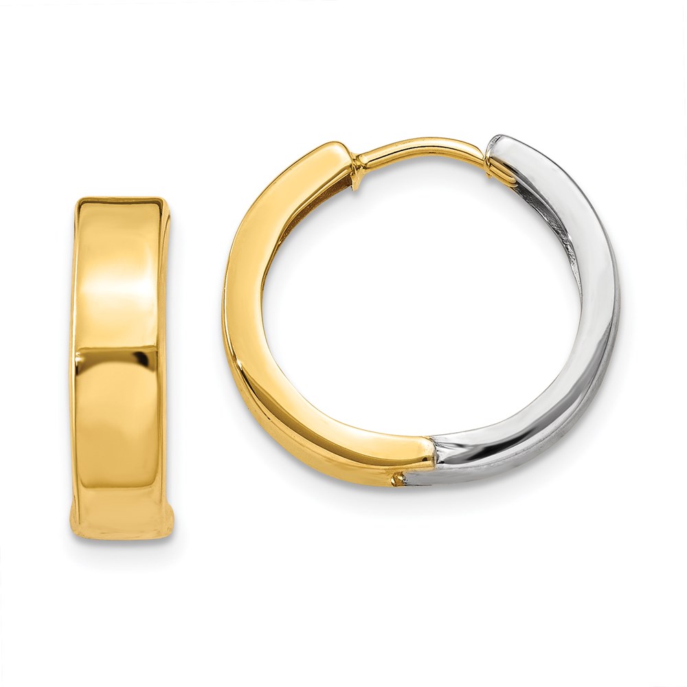 Picture of Finest Gold 14K Two-Tone Hinged Hoop Earrings