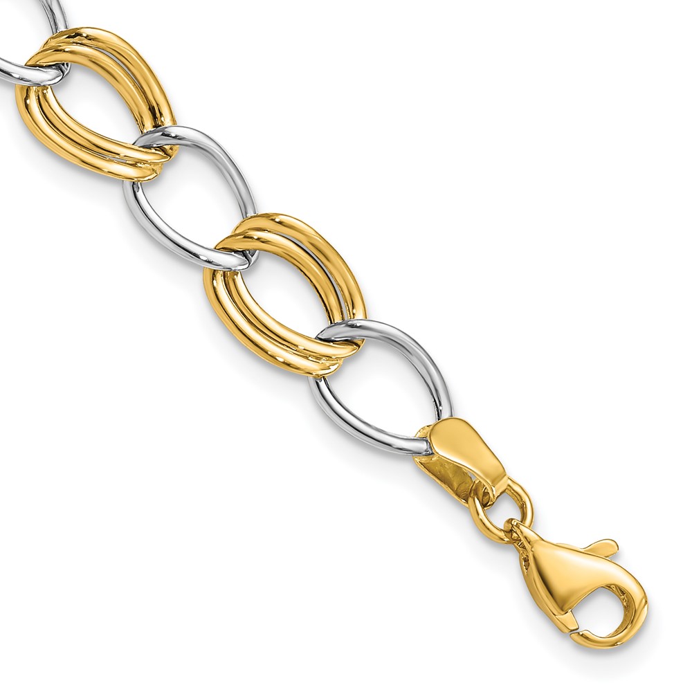 Picture of Finest Gold 14K Two-Tone Polished Open Link 7.5 in. Bracelet