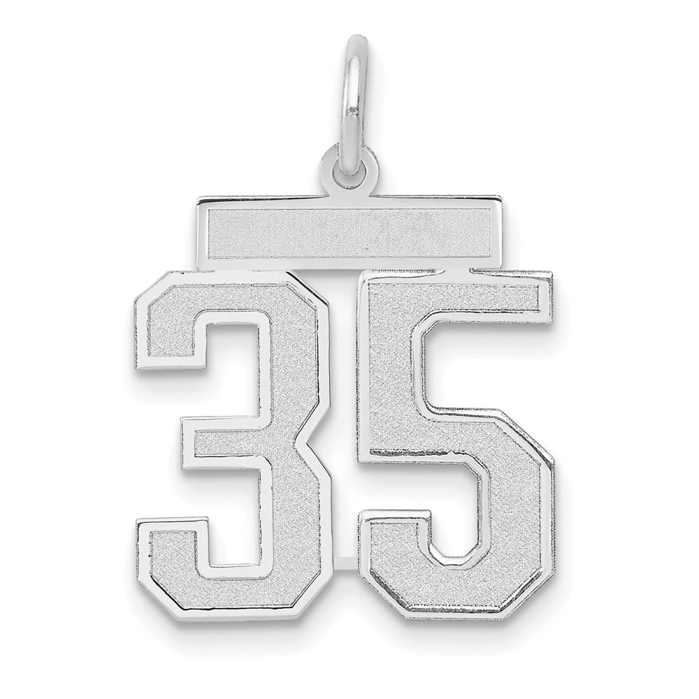 Picture of Quality Gold 14K White Gold Medium Satin Number 35 Charm
