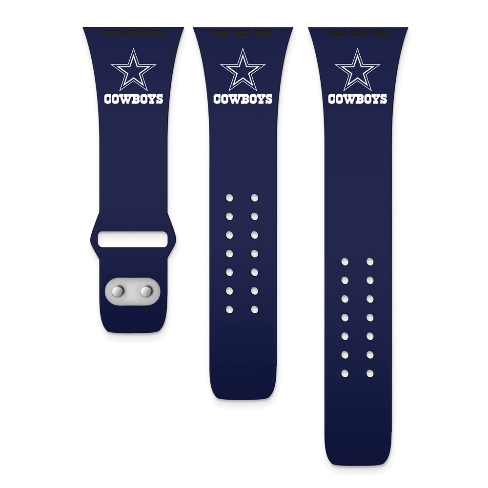 Picture of Quality Gold BA437-S-42 Gametime 42-44 mm Dallas Cowboys Silicon Band-Fits Apple Watch&#44; Navy