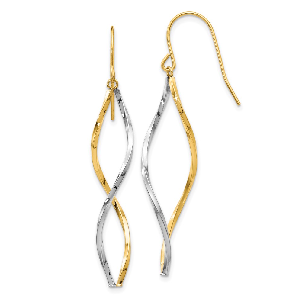 Picture of Finest Gold 14K Two-Tone Twist Dangle Earrings