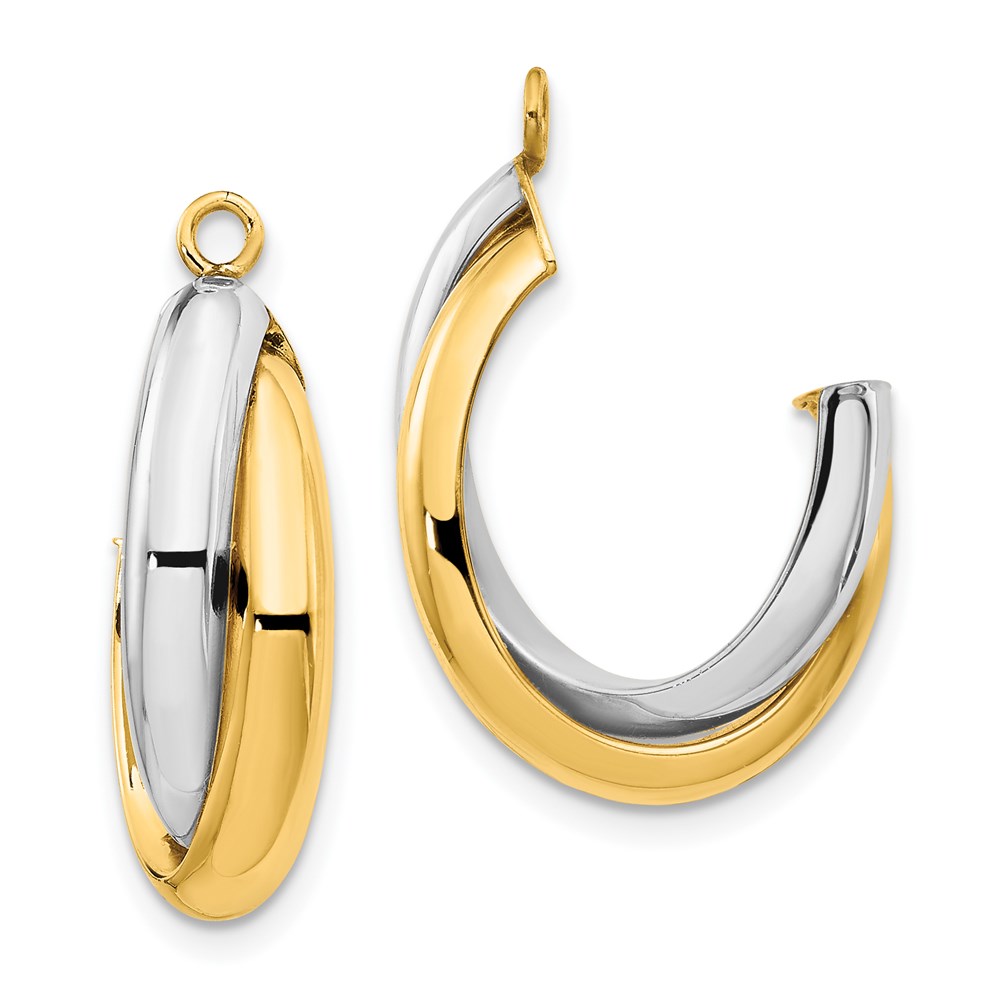 Picture of Finest Gold 14K Two-Tone Polished Double J-Hoop Earring Jackets