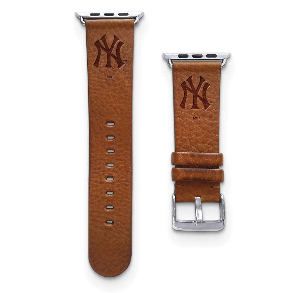 Picture of Finest Gold Gametime New York Yankees Leather Band for Apple Watch&amp;#44; 38-40 mm Medium-Long - Tan