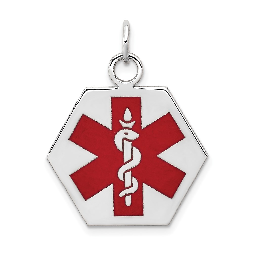 Picture of Finest Gold 14K Gold Red Enamel Medical Jewelry Pendant&#44; White