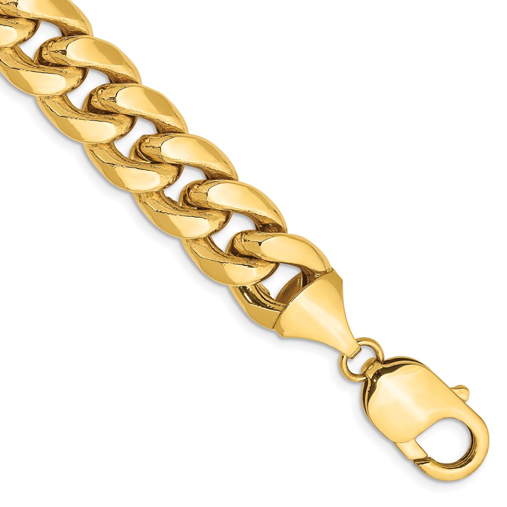 Picture of Finest Gold 14K Yellow Gold 11 mm Semi-Solid Miami Cuban 10 in. Chain Bracelet