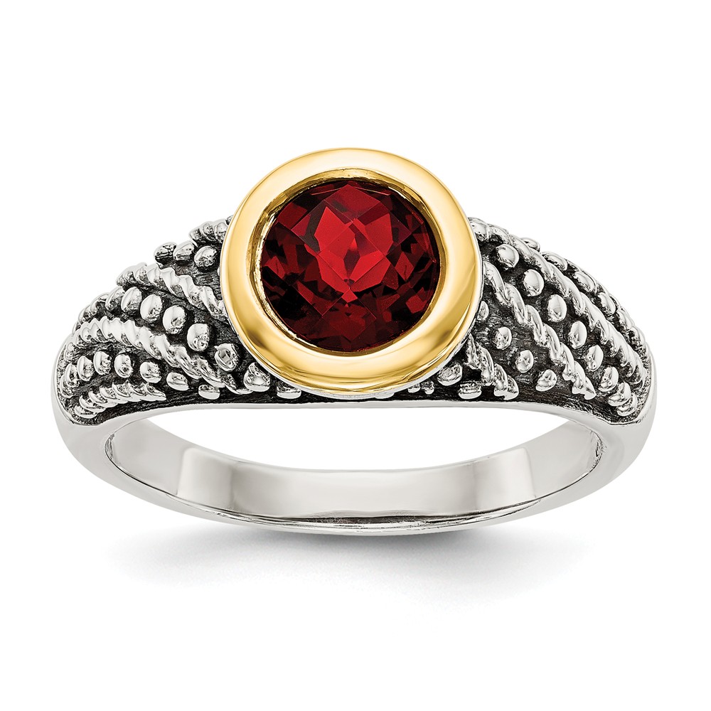 Picture of Shey Couture QTC1404-6 Sterling Silver with 14K Gold Garnet Ring - Size 6