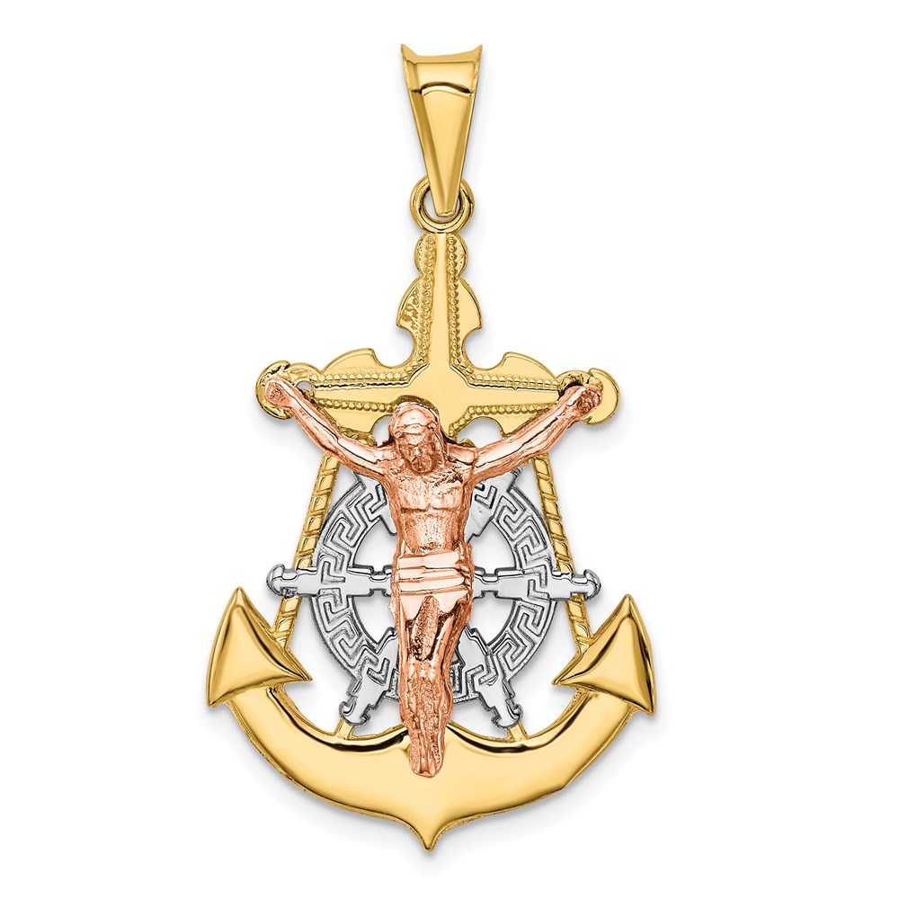 Picture of Quality Gold 14k Tri-Color Mariner Crucifix Pendant
