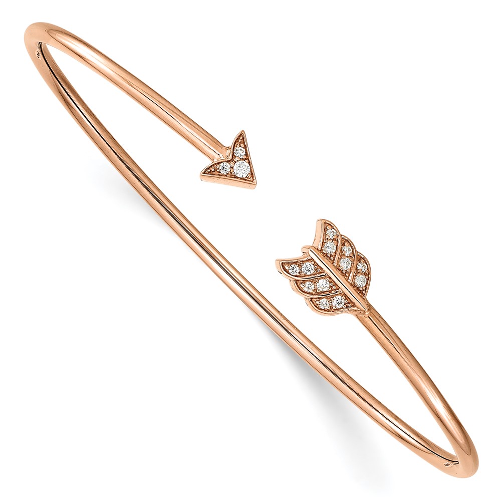 Picture of Finest Gold 14K Rose Gold Diamond Arrow Cuff Bangle Bracelet