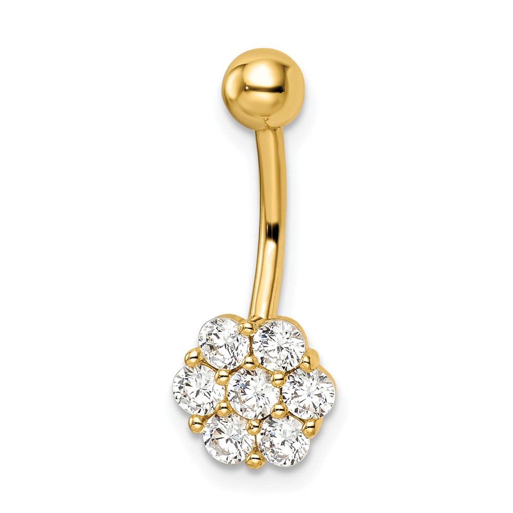 Picture of Finest Gold 14K 14 Gauge CZ Flower Belly Ring