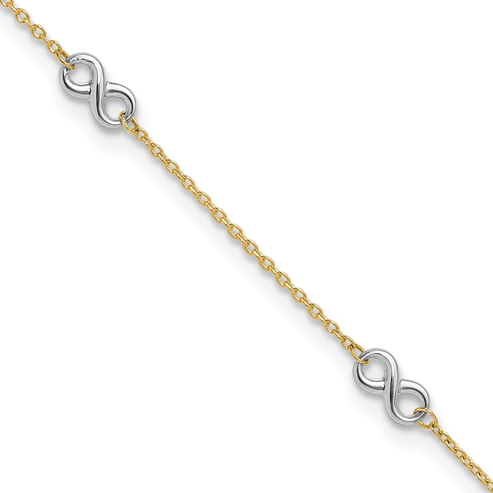 14K Two-Tone Polished Infinity 9 in. Plus 1 in. Extension Anklet -  Finest Gold, UBSANK316-9