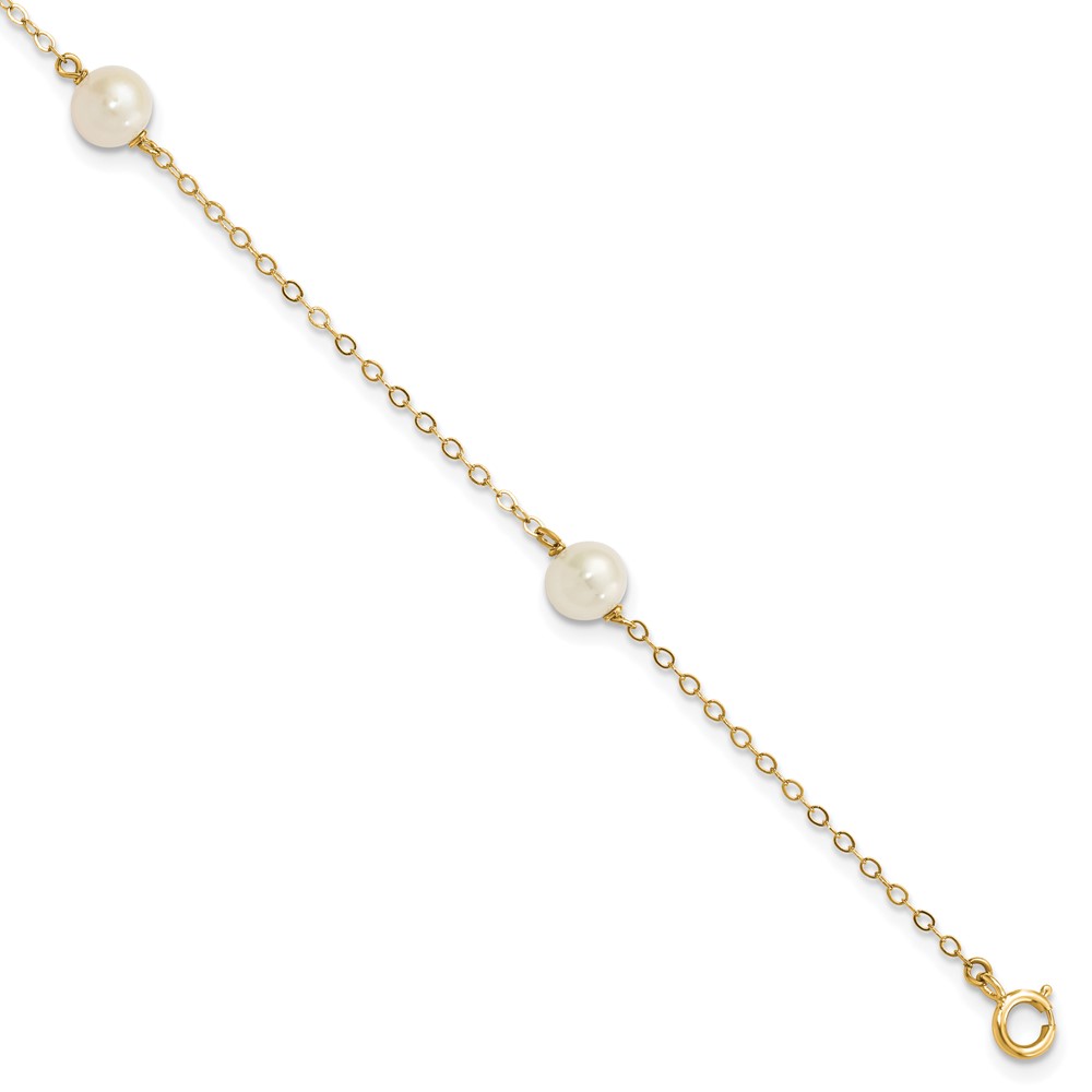 Picture of Finest Gold 14K 5-6 mm White Near Round Freshwater Cultured Pearl 3-Station Bracelet