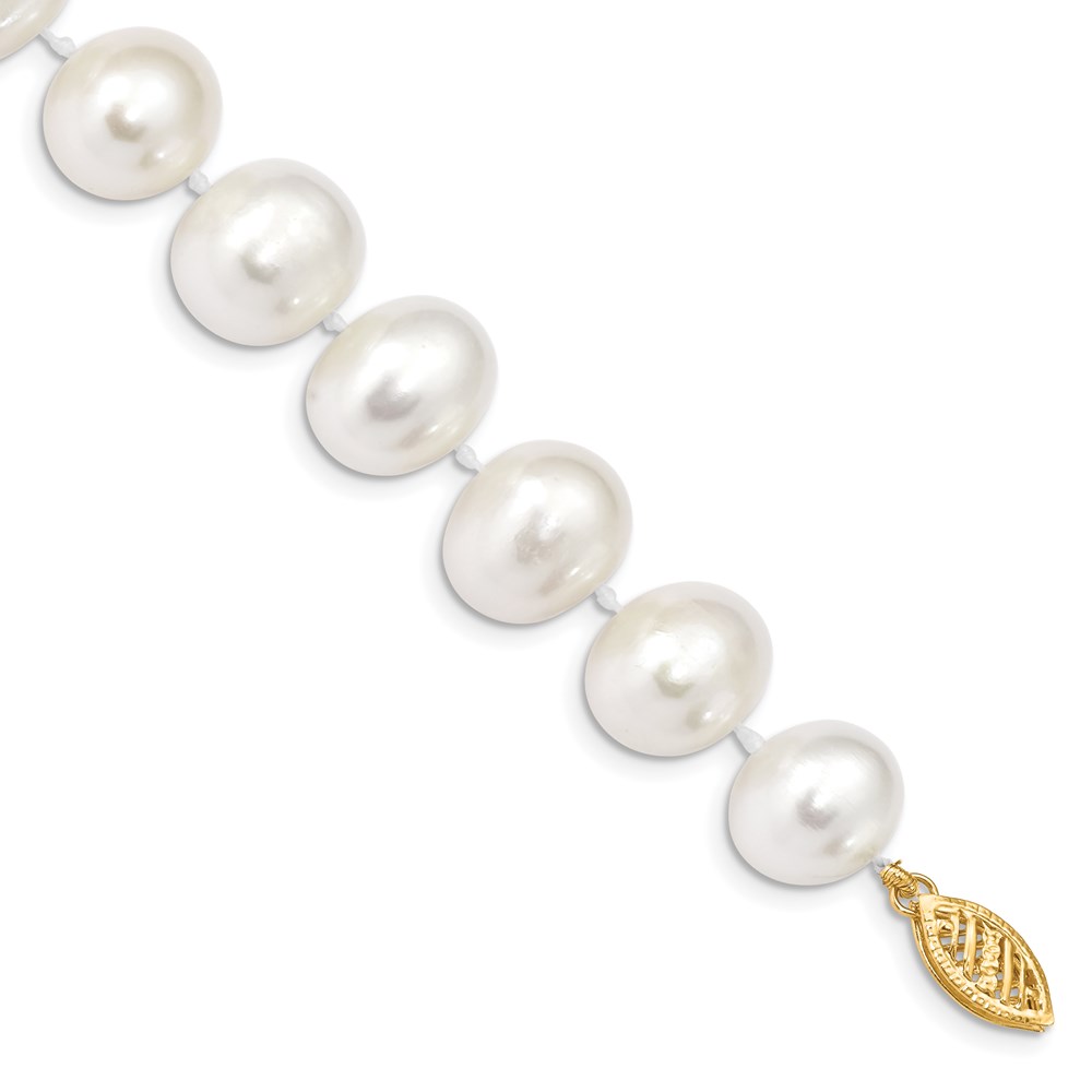 Picture of Finest Gold 14K Yellow Gold 11-12 mm White Near Round Freshwater Cultured Pearl 7.5 in. Bracelet
