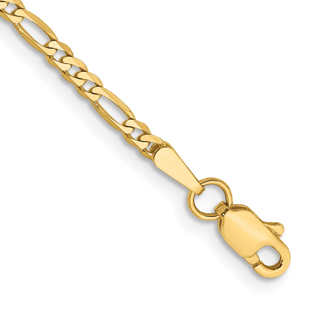 Picture of Finest Gold 14K Yellow Gold 10 in. 2.25 mm Flat Figaro Chain Anklet