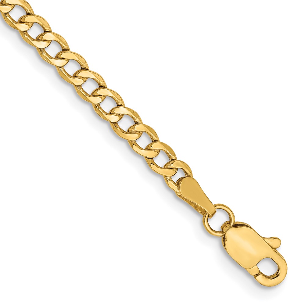 14K Yellow Gold 2.85 mm Semi-Solid Curb Chain 8 in. Bracelet -  Bagatela, BA2698939