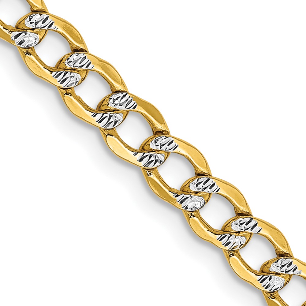 Mens Gold Classics(tm) 4.3mm. 14k Semi Solid Pave Curb Necklace -  Fine Jewelry Collections, PWF100-20