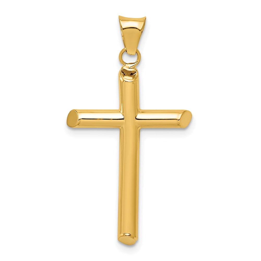 Picture of Quality Gold 14k Yellow Gold Polished Tube Cross Pendant