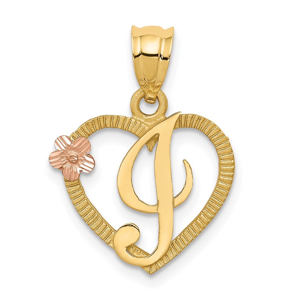 Picture of Finest Gold 14K Two-tone Heart Letter I Initial Pendant