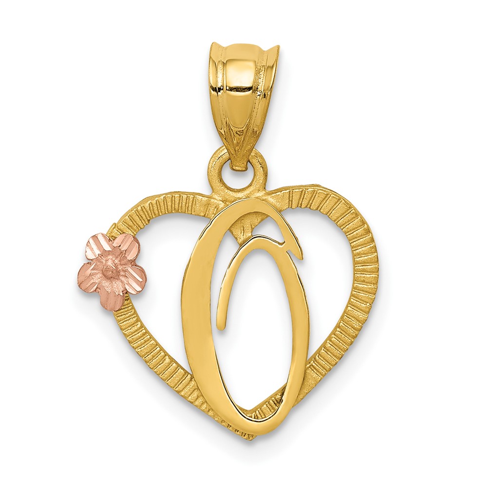 Picture of Finest Gold 14K Two-tone Heart Letter O Initial Pendant