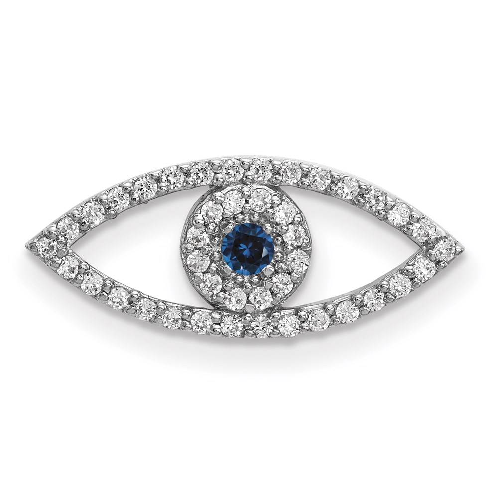 XP5040WS-A 14K White Gold Small Diamond & Sapphire Evil Eye Pendant -  Finest Gold, UBSXP5040WS/A